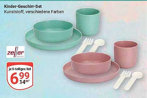 Kinder-Geschirr-Set - 5-teiliges Set in verschiedenen Farben
