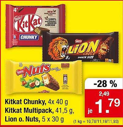 Kitkat Chunky, Kitkat Multipack und Lion o. Nuts im Angebot!