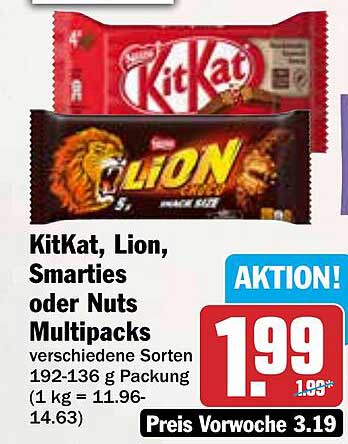 KitKat, Lion, Smarties oder Nuts Multipacks