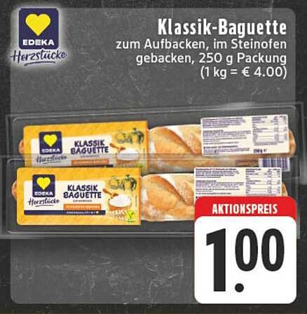 Klassik-Baguette zum Aufbacken, im Steinofen gebacken