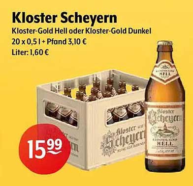 Kloster Scheyern - Kloster-Gold Hell oder Kloster-Gold Dunkel 20 x 0,5 l