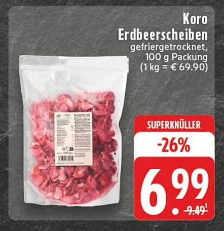 Koro Erdbeerscheiben gefriergetrocknet, 100 g Packung