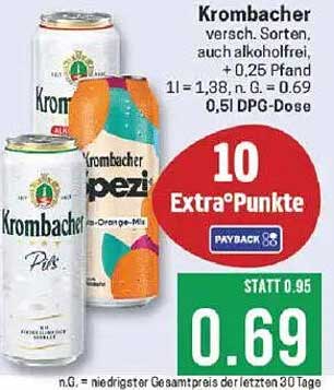 Krombacher - verschiedene Sorten, auch alkoholfrei, 0,5l DPG-Dose