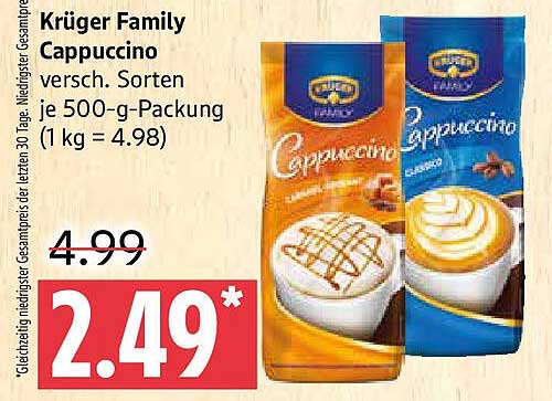 Krüger Family Cappuccino verschiedene Sorten 500-g-Packung