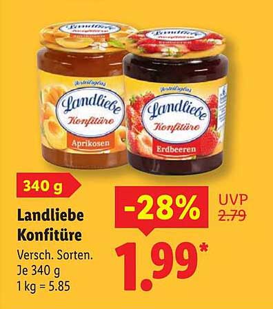 Landliebe Konfitüre 340 g versch. Sorten
