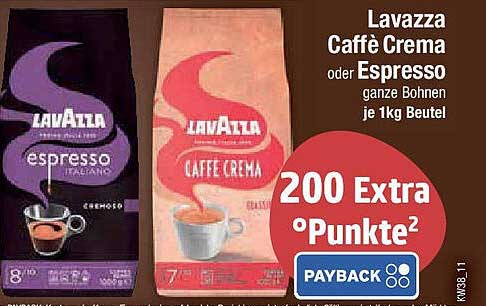 Lavazza Caffè Crema oder Espresso - Ganze Bohnen je 1kg Beutel