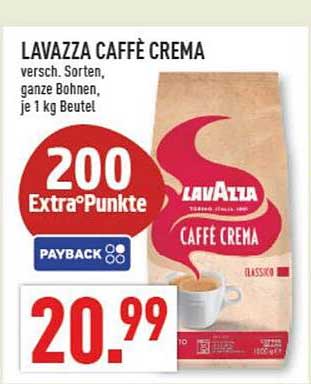 LAVAZZA CAFFÈ CREMA – Verschiedene Sorten, ganze Bohnen, je 1 kg Beutel