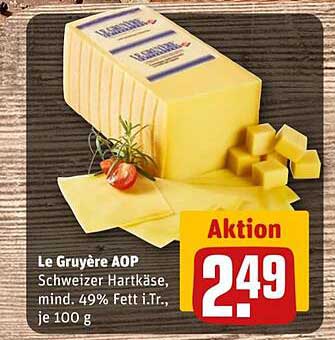 Le Gruyère AOP Schweizer Hartkäse, mind. 49% Fett i.Tr., je 100 g