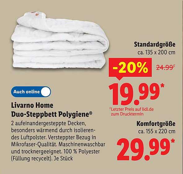 Livorno Home Duo-Steppbett Polygiene®