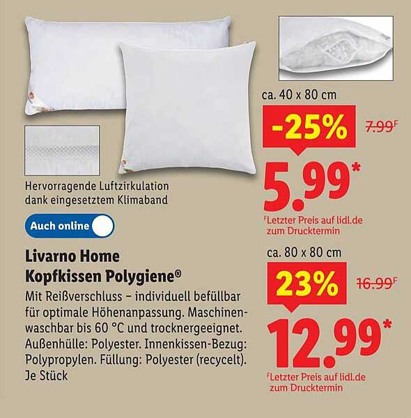 Livorno Home Kopfkissen Polygiene®