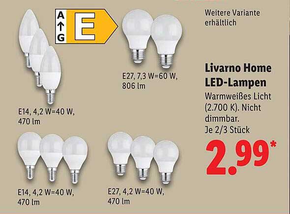 Livorno Home LED-Lampen 2/3 Stück - Warmweißes Licht
