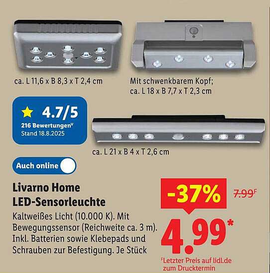 Livorno Home LED-Sensorleuchte