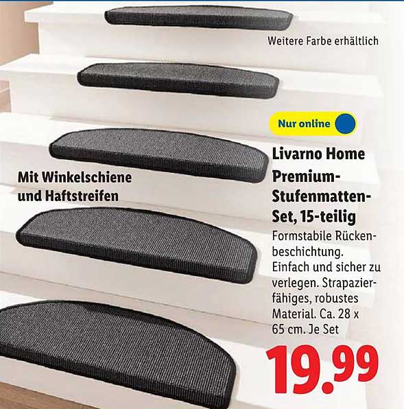 Livorno Home Premium-Stufenmattenset, 15-teilig