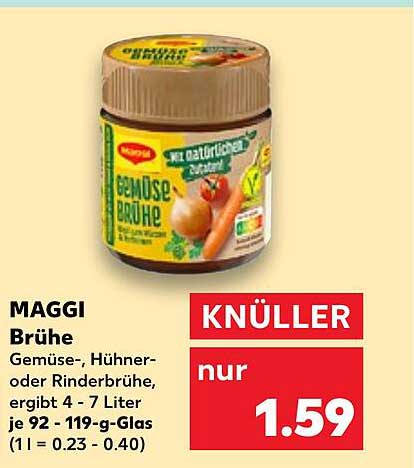 MAGGI Brühe - Gemüse-, Hühner- oder Rinderbrühe - nur 1,59 €