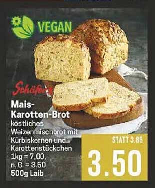 Mais-Karotten-Brot - köstliches Weizenmischbrot mit Kürbiskernen und Karottenstückchen