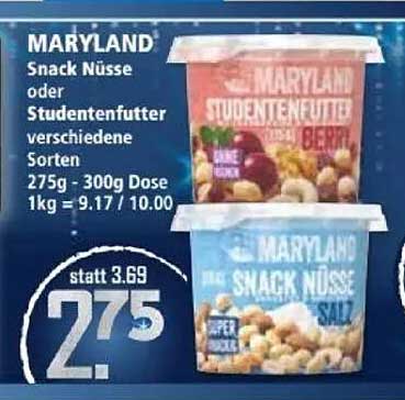 MARYLAND Snack Nüsse oder Studentenfutter verschiedene Sorten