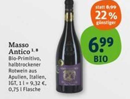 Mass Antico - Bio-Primitivo, halbtrockener Rotwein