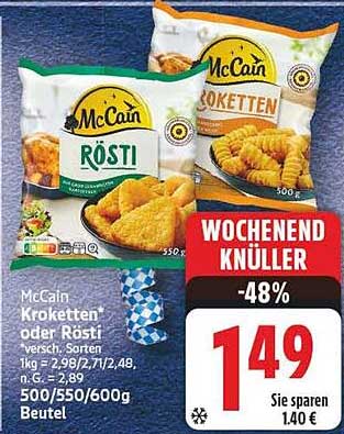 McCain Kroketten oder Rösti – Wochenend Knüller