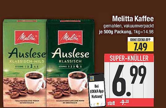 Melitta Kaffee - Auslese Klassisch, gemahlen, vakuumverpackt, 500g