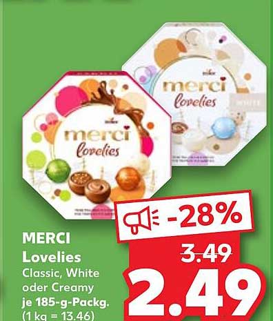 MERCI Lovelies Classic, White oder Creamy je 185-g-Pack.
