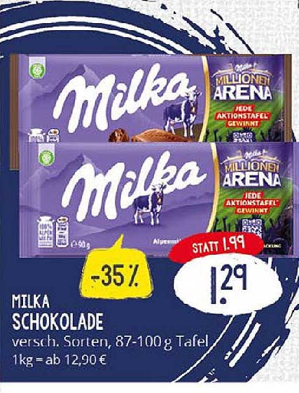 Milka Schokolade - verschiedene Sorten, 87-100 g Tafel