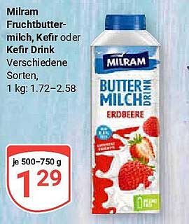 Milram Fruchtbuttermilch, Kefir oder Kefir Drink – Verschiedene Sorten