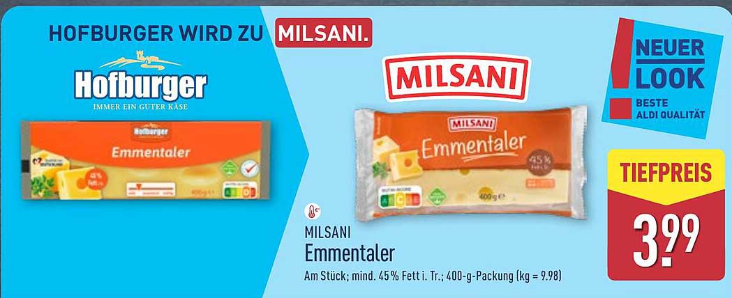 Milsani Emmentaler - 400 g - Tiefpreis für Käseliebhaber