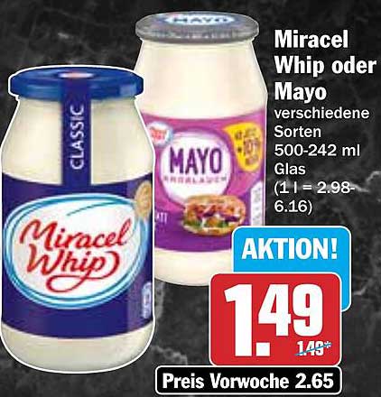 Miracel Whip oder Mayo versch. Sorten 500-242 ml Glas