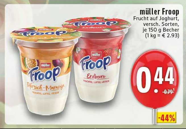 müller Froop Frucht auf Joghurt, versch. Sorten, je 150 g Becher