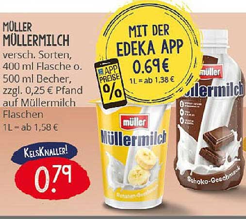 Müller Müller Milch - verschiedene Sorten, 400 ml Flasche oder 500 ml Becher
