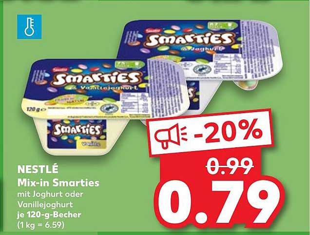 NESTLÉ Mix-in Smarties mit Joghurt oder Vanillejoghurt 120-g-Becher