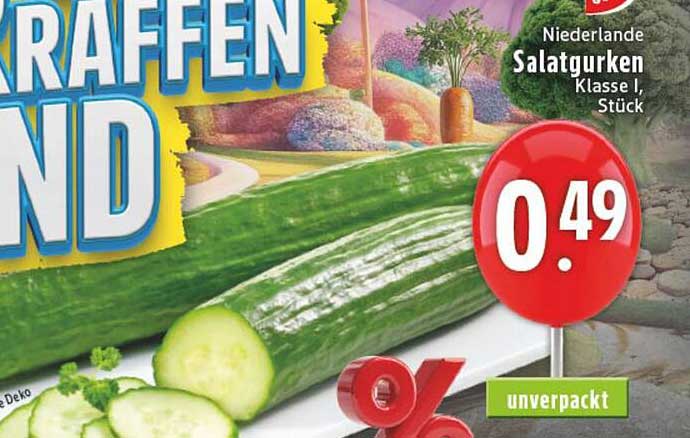 Niederlande Salatgurken Klasse I, Stück