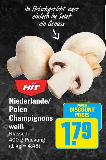 Niederlande/Polen Champignons weiß - 400 g Packung