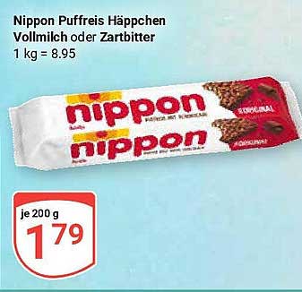 Nippon Puffreis Häppchen Vollmilch oder Zartbitter