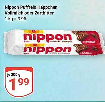 Nippon Puffreis Häppchen Vollmilch oder Zartbitter