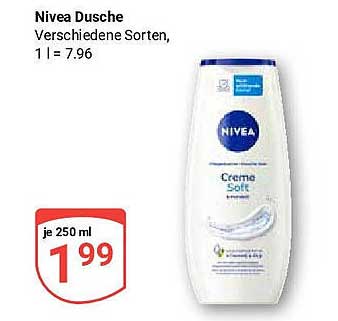 Nivea Dusche Verschiedene Sorten, 250 ml für nur 1,99 €