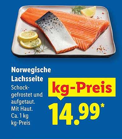 Norwegische Lachseite - Schockgefrostet und aufgetaut