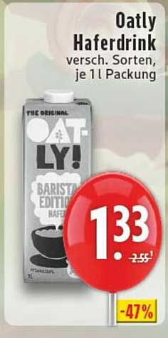 Oatly Haferdrink - verschiedene Sorten, je 1 l Packung