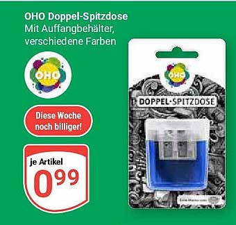 OHO Doppel-Spitzdose mit Auffangbehälter, verschiedene Farben