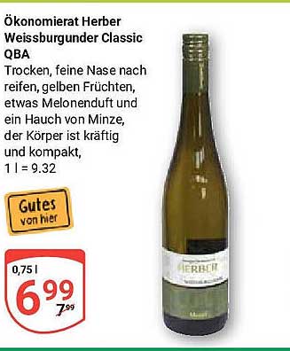 Ökonomierat Herber Weissburgunder Classic QBA