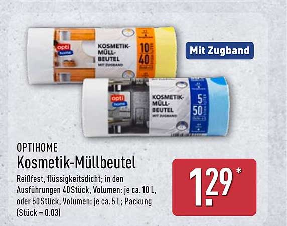 OptiHome Kosmetik-Müllbeutel