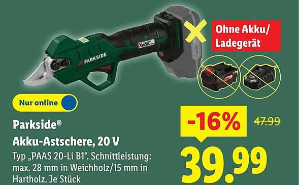 Parkside® Akku-Astsäge, 20 V
