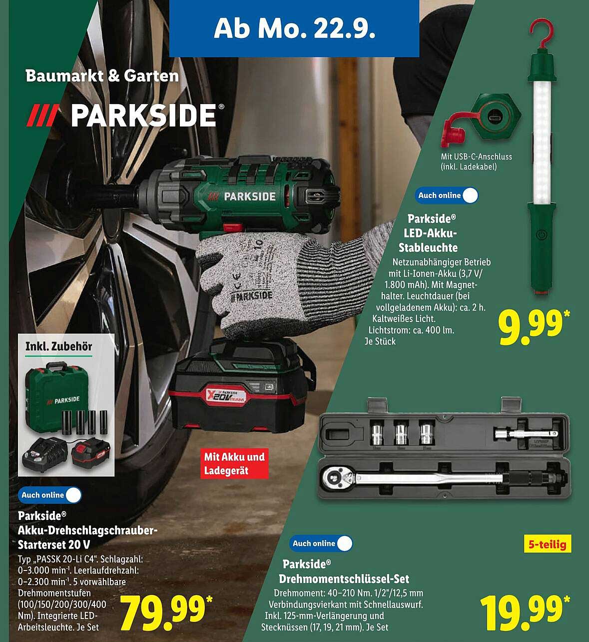 PARKSIDE Akku-Drehschlagschrauber-Startset 20 V