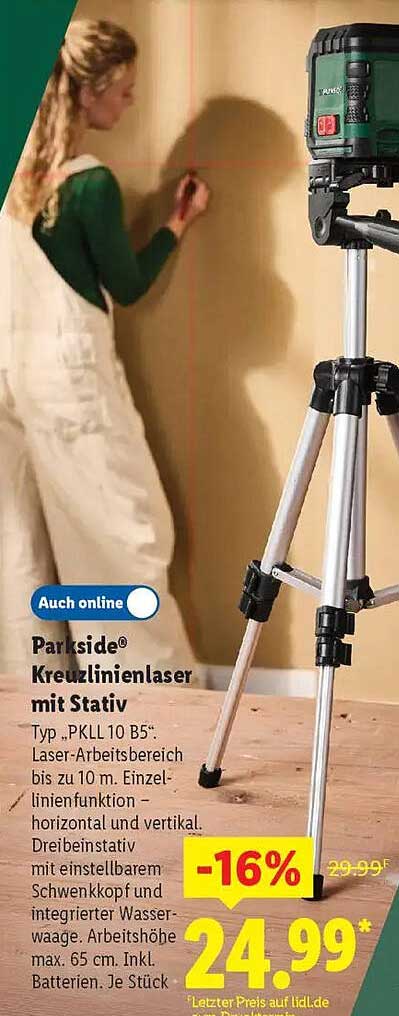 Parkside® Kreuzlinienlaser mit Stativ Typ PKLL 10 B5