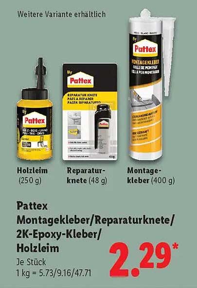 Pattex Montagekleber/ Reparaturknete/ 2K-Epoxy-Kleber/ Holzleim