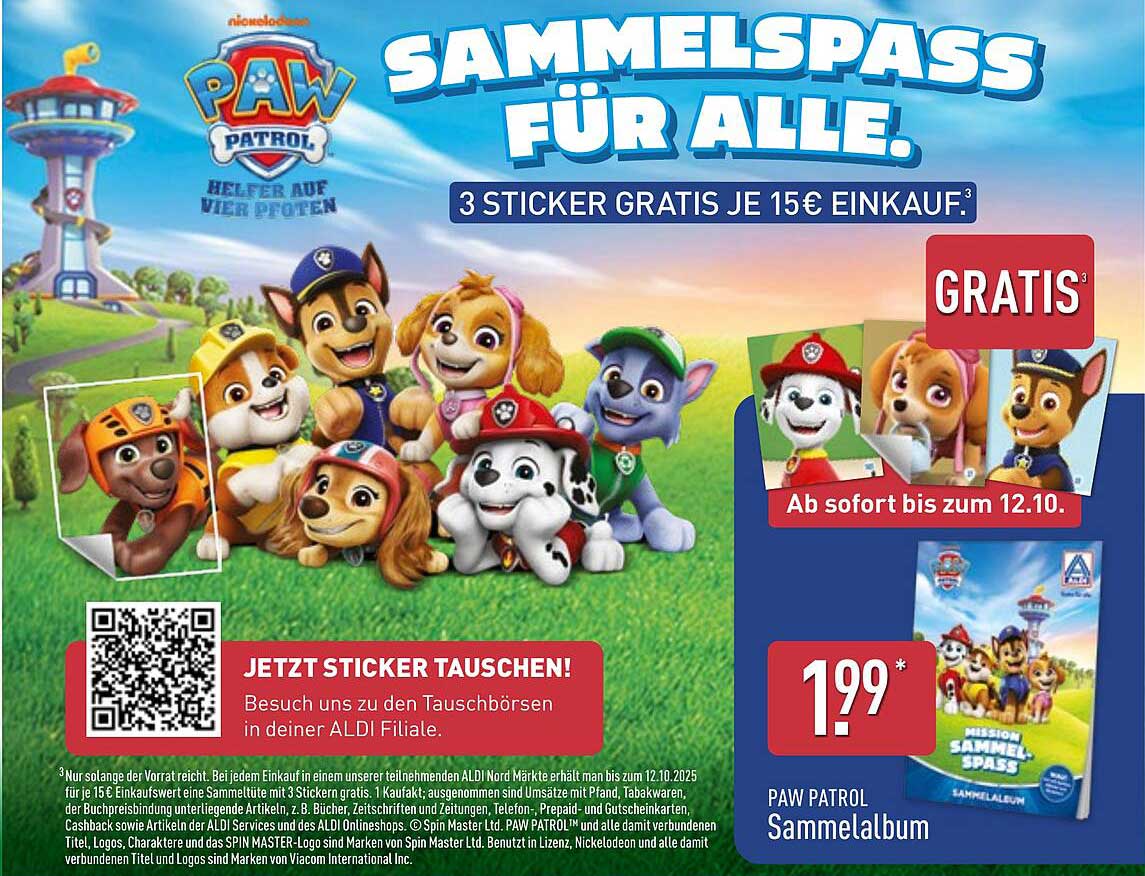 PAW PATROL Sammelalbum mit Gratis Stickern
