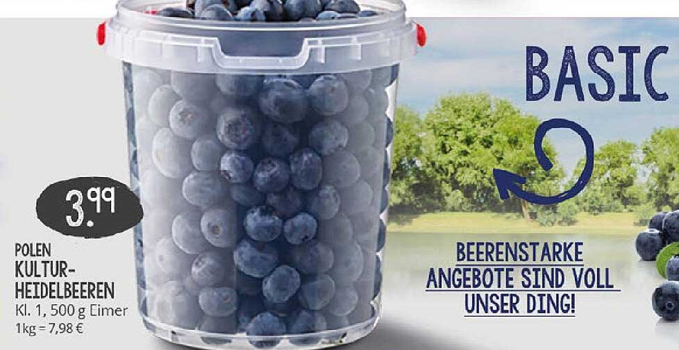 Polen Kultur-Heidelbeeren Kl. 1, 500 g Eimer für 3,99 €