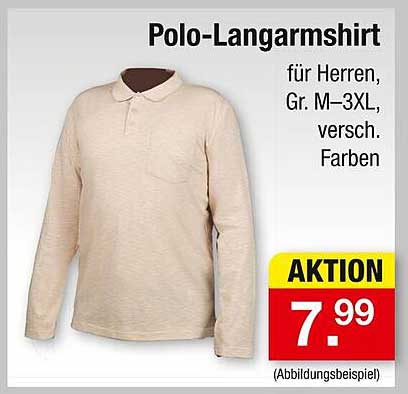 Polo-Langarmshirt für Herren, Gr. M–3XL, versch. Farben