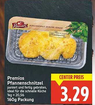 Premios Pfannenschnitzel, paniert und fertig gebraten, 160g Packung