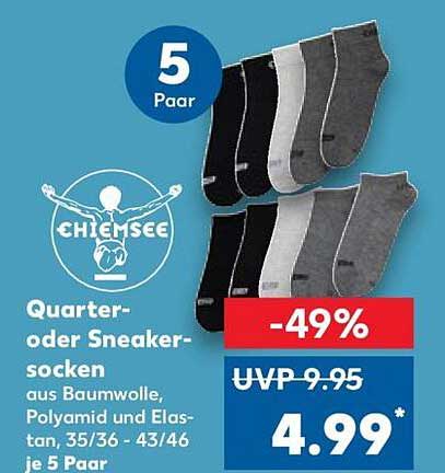 Quarter- oder Sneakersocken 5 Paar von Chiemsee